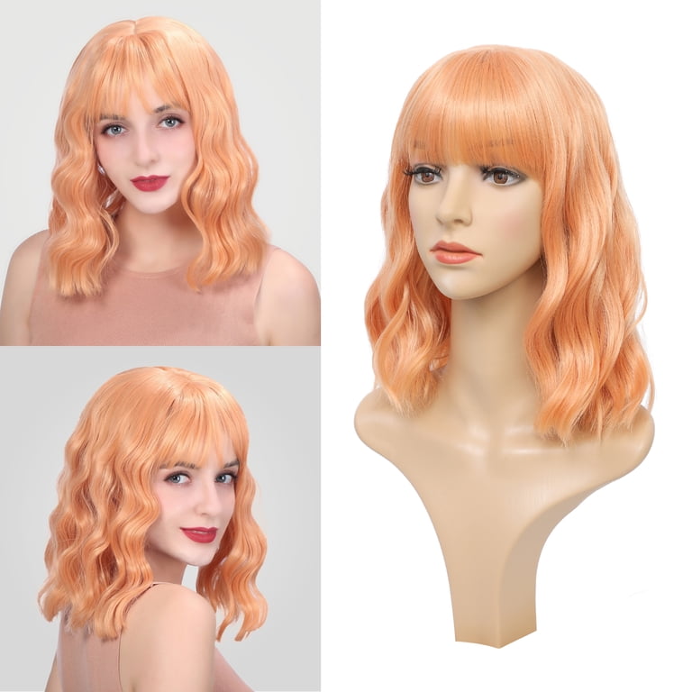 ?NAIMA 12” Orange SHORT WAVY BANG BOB Wig *NWT*? Amazon.com : NAYOO Ginger Orange Bob Wig with Bangs for  main image 2