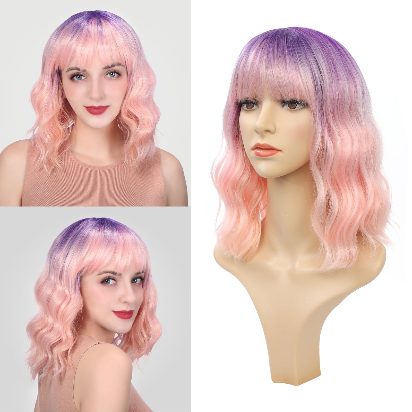 ?NAIMA 12” PINK SHORT WAVY BANG BOB Wig *NWT*? 942c976d-f58e-4912-a110-  main image 4