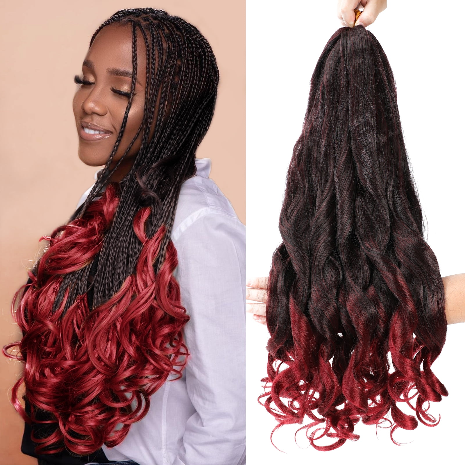 MORICA French Curly Braiding Hair 12 Packs 22 Inch Loose Wave Braiding