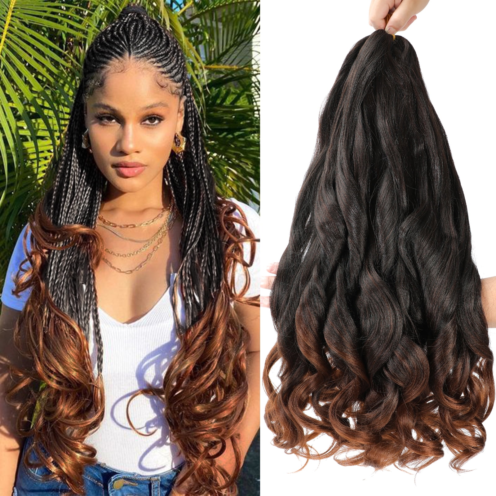 MORICA French Curly Braiding Hair 12 Packs 22 Inch Loose Wave Braiding