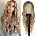 thumbnail image 1 of MORICA Long Wavy Wig 26 Inch Ombre Blonde Wigs for Women Natural Looking Cute Wigs for Daily Party, 1 of 6