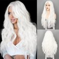 thumbnail image 1 of MORICA Long White Wigs for Women 28 Inches White Color Long Wavy Lace Wig Heat Synthetic Wig Middle Part Natural Looking Silky Lace Wavy Wig for Daily Use Wig, 1 of 7