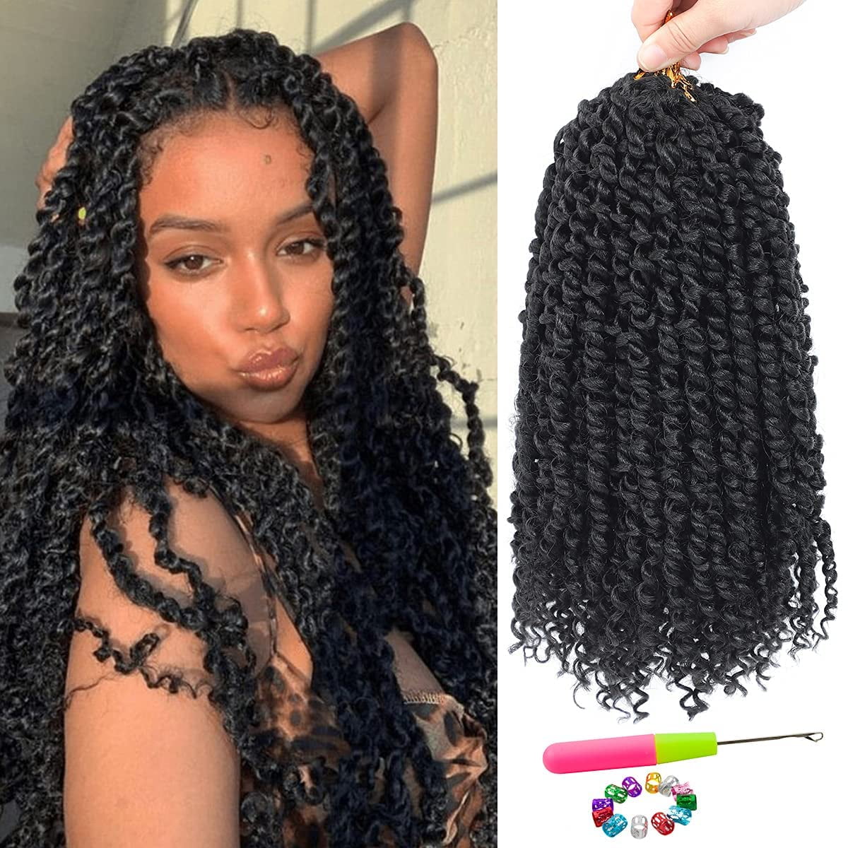 MORICA Passion Twist Hair 8 Packs 14 Inch Passion Twist Crochet Hair For  Women, Crochet Pretwisted Curly Hair Passion Twists Synthetic Braiding Hair