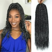 MORICA Senegalese Twist Crochet Hair with Tinsels 8 Packs 18 Inch Crochet Hair For Black Women Small Twist Crochet Hair Hot Water Setting Crochet Braids Hair with Natural Ends(18 Inch 1B Mixed Tinsel)