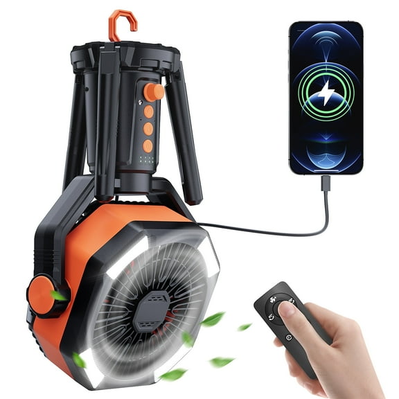 MORIKO 18” 8-Speed Rechargeable Tabletop Fan with Remote Control and Timer, Free Standing, Black