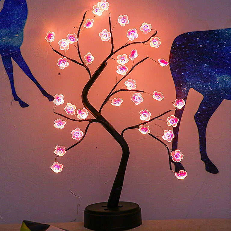 MORIMA Cherry Blossom Bonsai Tree,36 LED Lights,Metal Base Ideal As Night  Lights