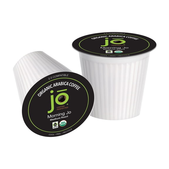 MORNING JO: 24 Cups Medium Roast Organic Coffee for Keurig K-Cup Compatible Brewers, Fresh Seal Single Serve Cups, Velvety Sweet Breakfast Blend, Fair Trade Certified, Kosher, Non-GMO, Gluten Free