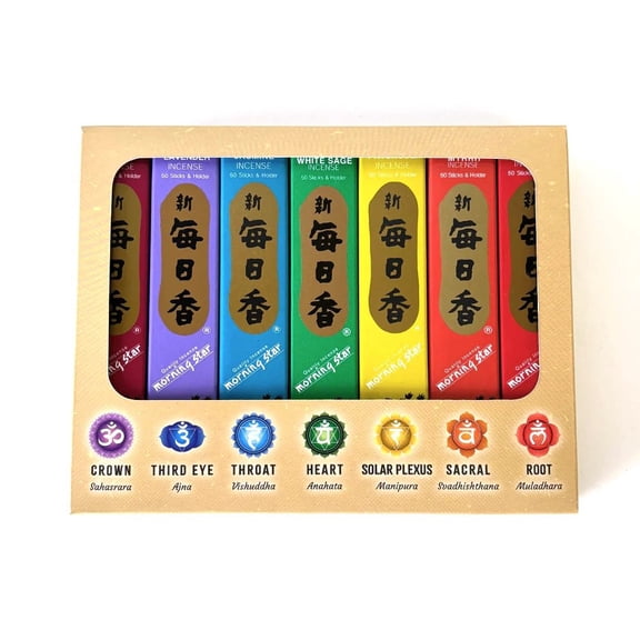 Morning Star Incense Seven Chakras Assortment of 7 Fragrances 50-Sticks Each