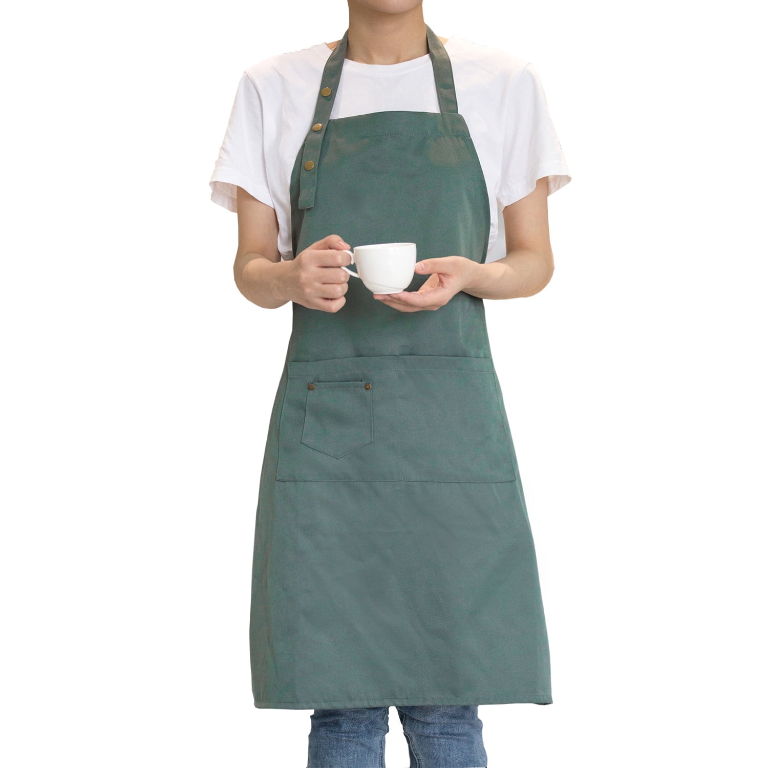 Green Waterproof Cotton Polyester Art and Cooking Apron
