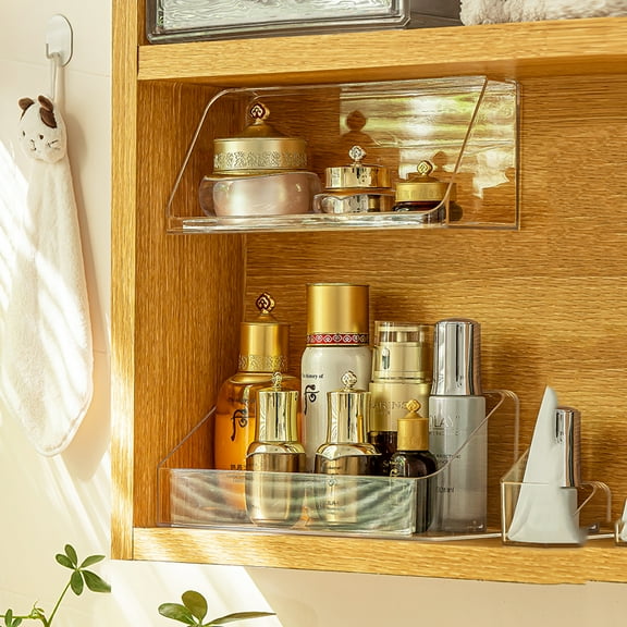 MORNITE Medicine Cabinet Organizer Shelf, Vanity Trays for Bathroom Counter, Cosmetic Storage Tray, Makeup Organizer, Beauty Organizer