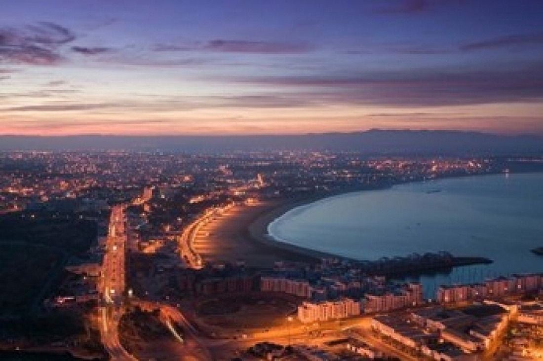 MOROCCO AGADIR Boulevard Mohammed V Coastline Canvas Art - Walter Bibikow DanitaDelimont (36 x 24)