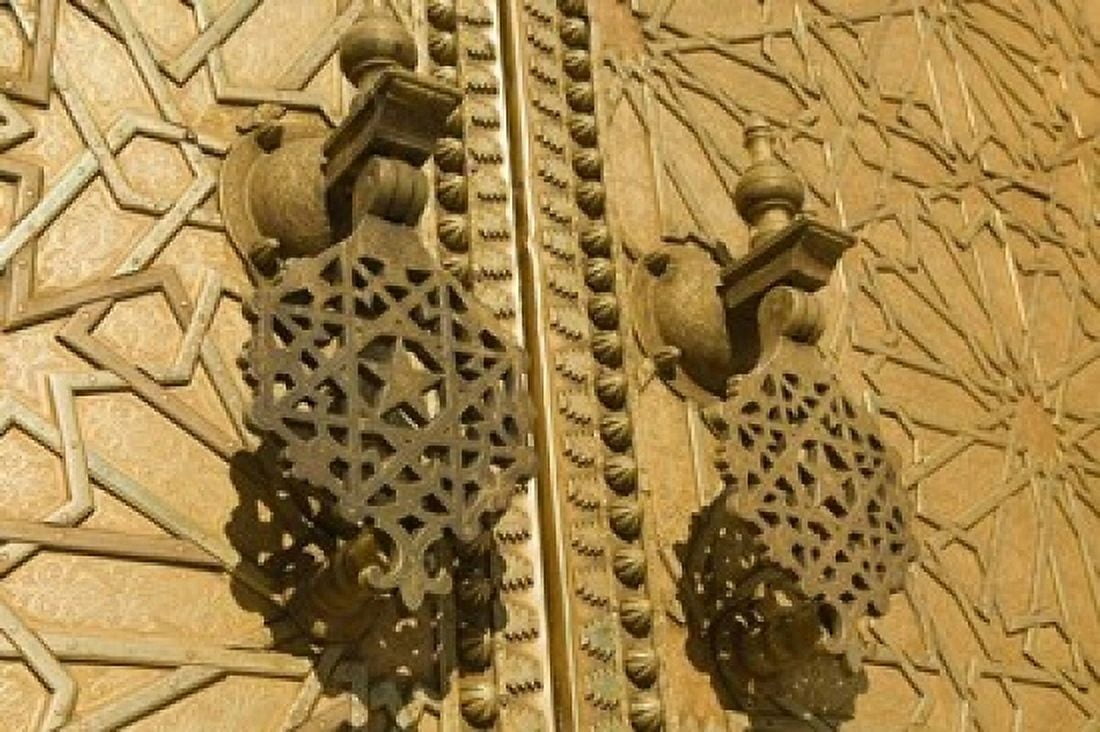 MOROCCO Fes Jdid Royal Palace moorish door detail Canvas Art - Walter Bibikow DanitaDelimont (17 x 11)