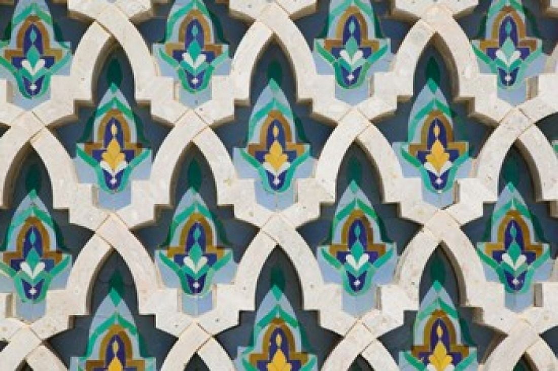 MOROCCO Hassan II Mosque Islamic Tile Detail Canvas Art - Walter Bibikow DanitaDelimont (35 x 23)