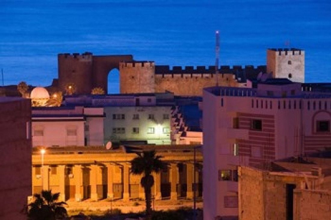 MOROCCO SAFI Qasr al Bahr Portuguese Fort at night Canvas Art - Walter Bibikow DanitaDelimont (36 x 24)