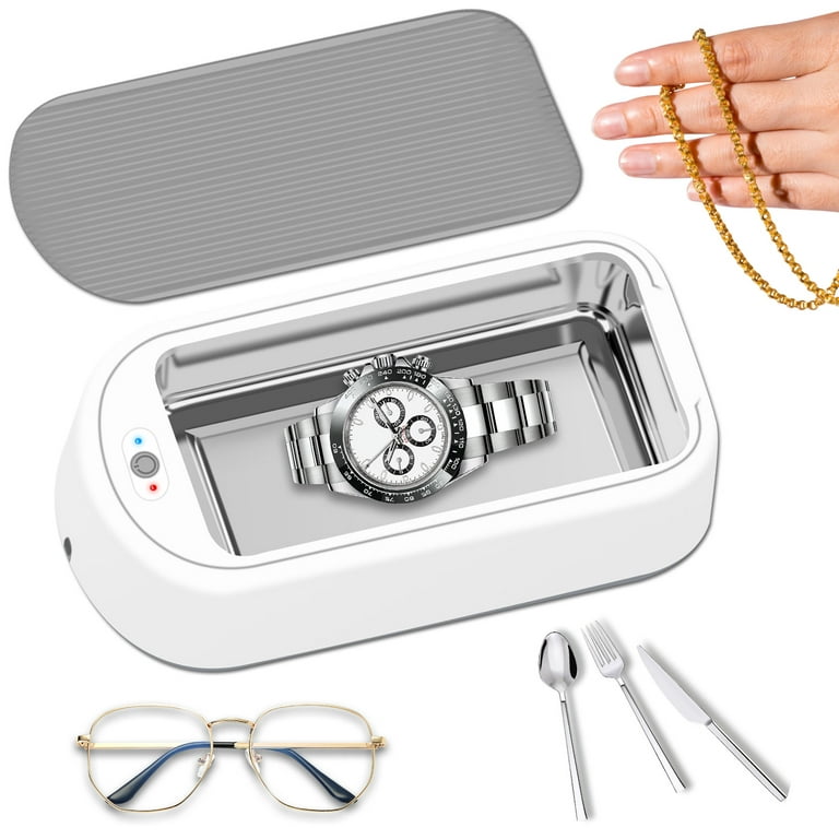 MOROIAM Ultrasonic Jewelry Cleaner,600ML Portable Household Professional  Ultrasonic Eyeglasses Cleaning Machine with LED Light,Ring Glasses Watches  Denture Clean 
