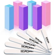 Morovan Nail Files & Buffers Kit - 6PCS 100/180 Grit Files & 6PCS Buffing Blocks Professional Manicure Tools Kit