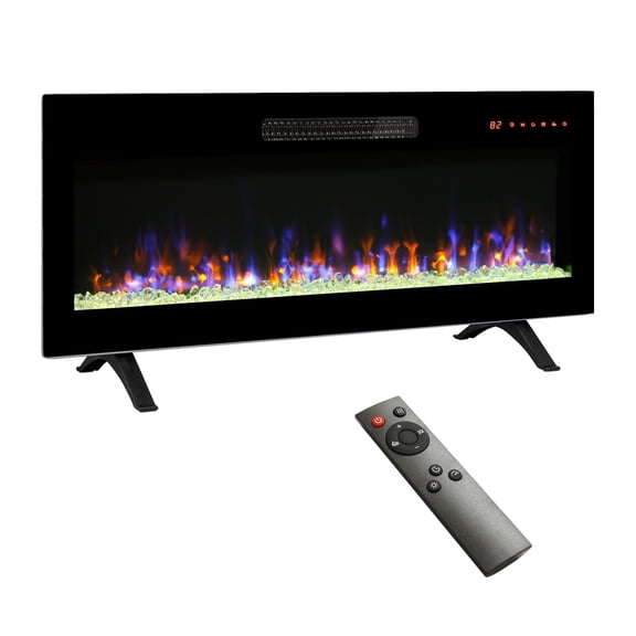 MORPAZX 42-Inch Wall-Mounted Electric Fireplace, Multi-Color Flame, Antique Black