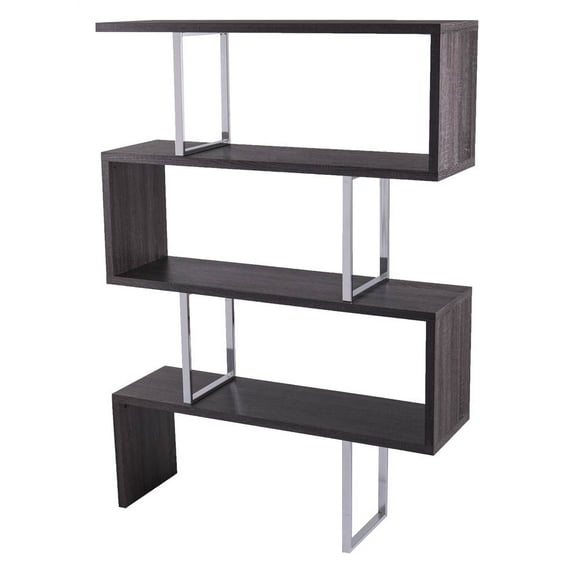 Morrow Asymmetrical Etagere Contemporary Style in Dark Oak