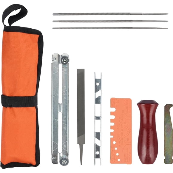 Morrowind 9-Piece Chainsaw Sharpener Kit, 6 inch File Set with 5/32", 3/16" & 7/32" Round and Flat Files,Orange