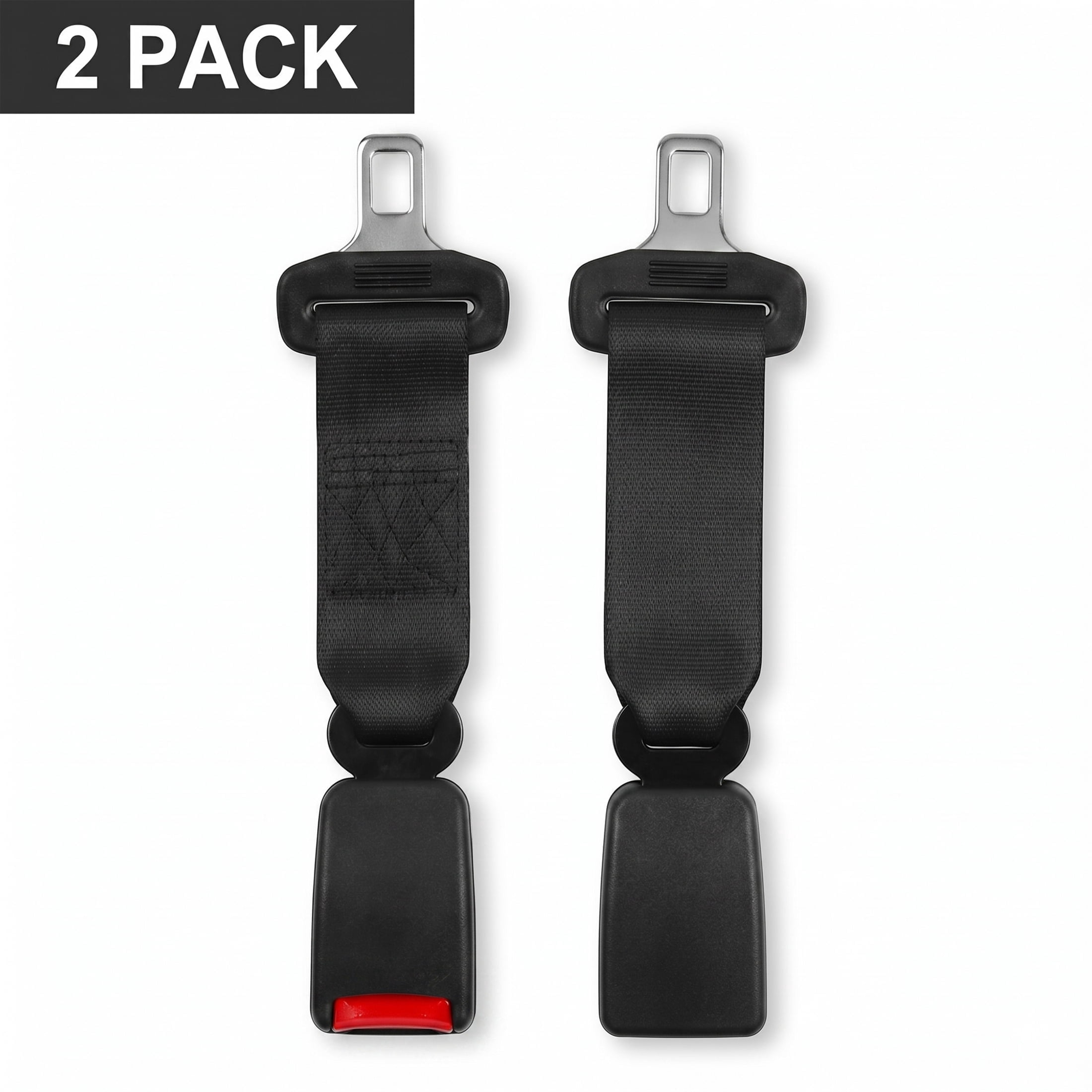 MORSUMA Car Seat Belt Extender, 9.61-inch Buckle Extension for 0.83-inch Tongue Width, Black, 2-Pack