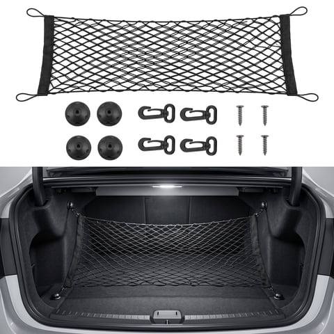 MORSUMA 55.1" x 18.5" Double Layer Trunk Cargo Net with Heavy-Duty Hooks, SUV and Sedan Storage Organizer