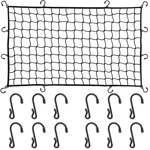 MORSUMA Cargo Net Heavy Duty for Pickup Truck Bed, 47.2 x 35.4 Inch with 12 Hooks, Black, 1 Pack