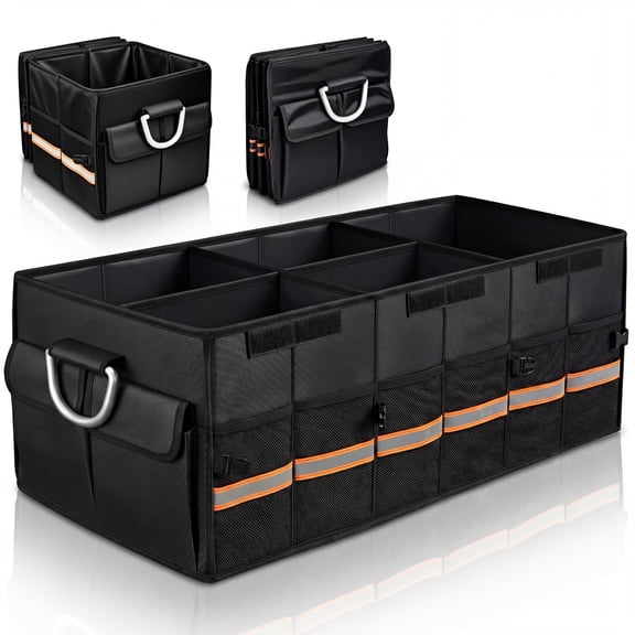 MORSUMA Trunk Organizer for Car SUV Truck, 100L Collapsible Car Storage Organizer with Dividers, Heavy Duty Oxford Fabric