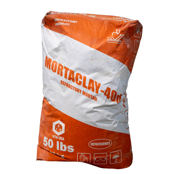 RTH-USA MORTACLAY-40d Fireclay Refractory Mortar 50 lb Bag High Plasticity, Fire-Resistant Masonry Mix for Kilns, Fireplaces, Furnaces Ready-to-Mix Dry Blend