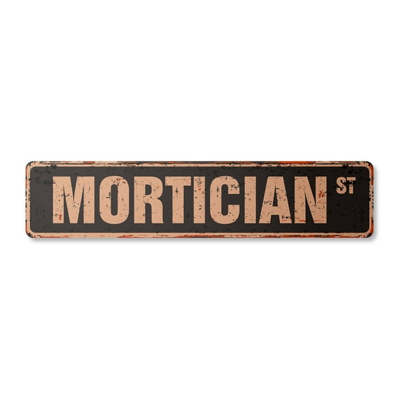 MORTICIAN Vintage Aluminum Street Sign undertaker funeral director parlor death rustic metal tin | Indoor/Outdoor |  18" Wide