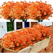 MORTTIC 13.8” Artificial Plastic Fall Orange Bouquet (8 Count)