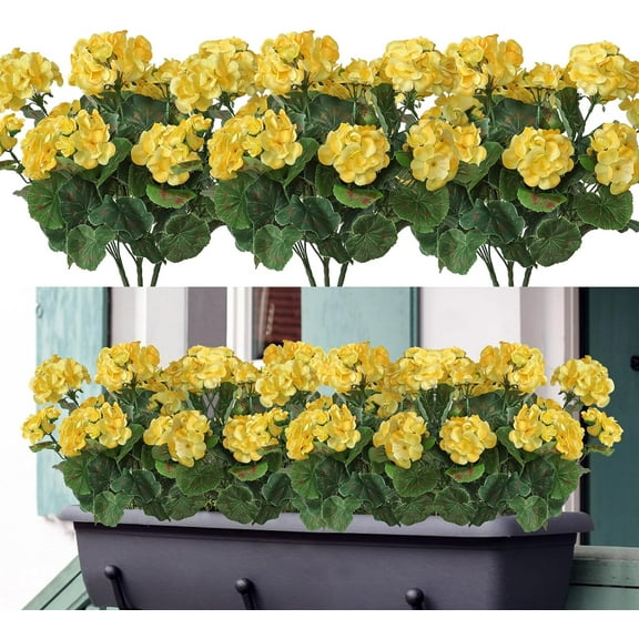 MORTTIC 14" Artificial Silk Geranium Wedding Bouquet (4 Count)