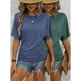 thumbnail image 1 of MORTTIC 2 Pack Women's Summer Casual Tees - Stylish Solid Color Short Sleeve Tops for Everyday Wear, 1 of 10