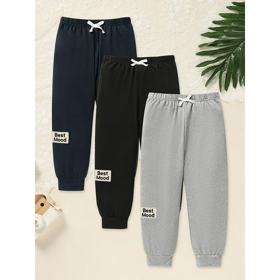MORTTIC 3-Pack Kid's Solid Casual Pants Elastic Waist Trousers for Boys, Perfect for Spring & Fall Wear