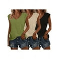 thumbnail image 1 of MORTTIC 3-Pack Women's Cap Sleeve V-Neck Tank Tops, Casual Loose Fit Basic Tees for Spring & Summer, 1 of 6