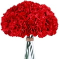 thumbnail image 1 of MORTTIC 9.5 inch Artificial Silk Red Hydrangea Wedding Bouquet (10 Count), 1 of 7