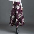 thumbnail image 1 of MORTTIC Elegant Women's Boho Floral Print High-Waisted A-Line Maxi Skirt Flared Long Skirt, L, 1 of 5