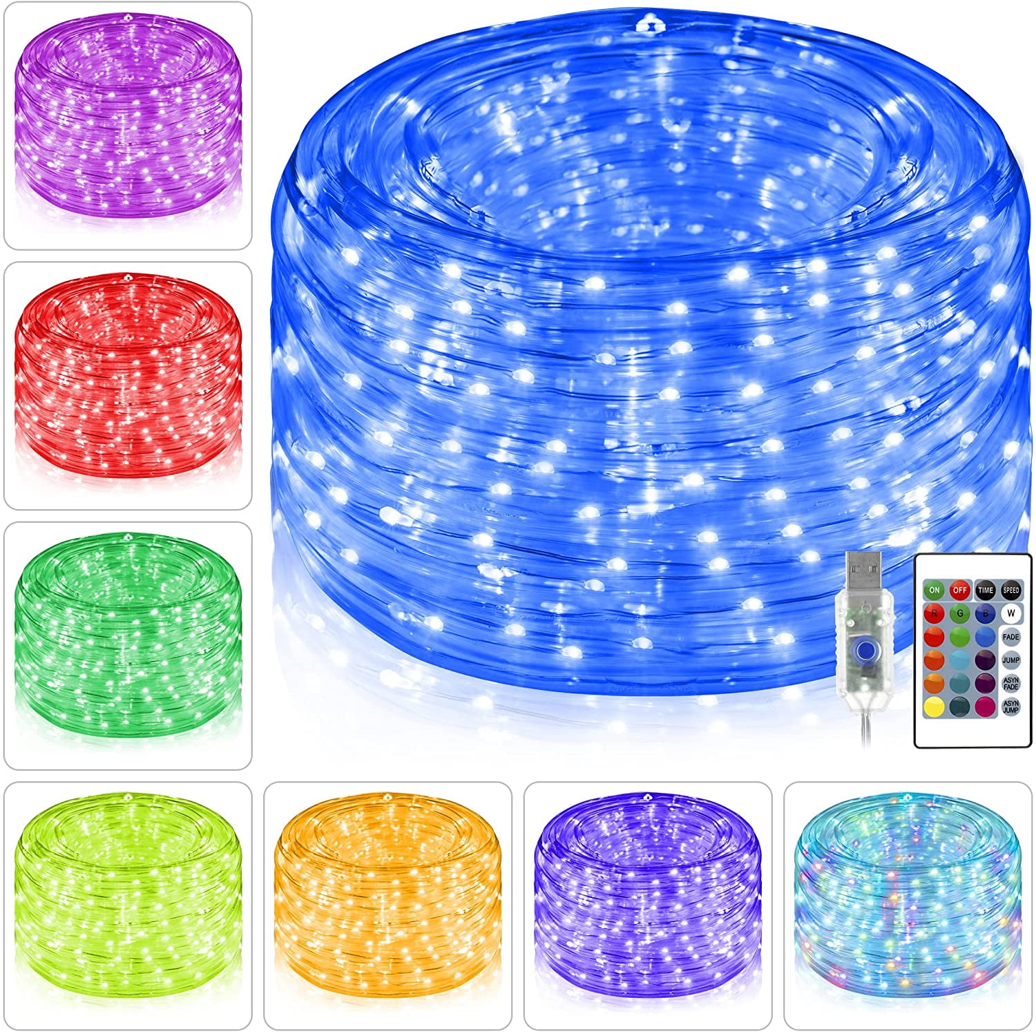 Bendable Rope Light MORTTIC LED Rope Light, 33 ft Waterproof, USB Powered, 16 Colors ...