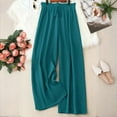 thumbnail image 1 of MORTTIC Plus Size Women's Solid Color Wide Leg Pants - Elastic Drawstring Waist Flowy for Spring/Summer Dark cyan，4XL, 1 of 5