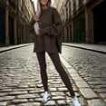 thumbnail image 1 of MORTTIC Women's 2-Piece Set Casual Tunic Sweatshirt & Leggings Fall Winter Loungewear Outfit with Split Hem Brown，XL, 1 of 23