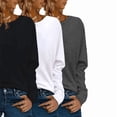 thumbnail image 1 of MORTTIC Women's 3-Pack Plus Size Long Sleeve Crew Neck T-Shirts, Loose Fit Basic Casual Tee Tops Black White Gray，4XL, 1 of 16