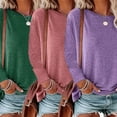 thumbnail image 1 of MORTTIC Women's 3-Pack Plus Size Long Sleeve Crew Neck T-Shirts, Loose Fit Basic Casual Tee Tops Dark Green Fuchsia Pueple，4XL, 1 of 14