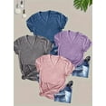 thumbnail image 1 of MORTTIC Women's 4-Pack V-Neck T-Shirts, Short Sleeve Loose Fit Summer Casual Basic Tees for Daily Wear, 1 of 6