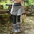 thumbnail image 1 of MORTTIC Women's Asymmetrical Color Block Legging Skirt 2-in-1 Bottom Retro Style Layered Pants with Attached Mini Skirt Gray，S, 1 of 3
