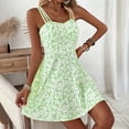 thumbnail image 1 of MORTTIC Women's Boho Floral Mini Dress Spaghetti Strap A-Line Sundress for Vacation Casual Summer Wear Green，S, 1 of 6