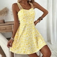 thumbnail image 1 of MORTTIC Women's Boho Floral Mini Dress Spaghetti Strap A-Line Sundress for Vacation Casual Summer Wear Yellow，S, 1 of 7