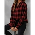 thumbnail image 1 of MORTTIC Women's Buffalo Plaid Button-Down Shirt, Long Sleeve Shacket Top, Casual Plaid Blouse for Fall & Winter, Red, M, 1 of 5