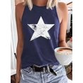 thumbnail image 1 of MORTTIC Women's Casual Crew Neck Tank Top Summer Star Print Sleeveless Tee Vest, 1 of 4