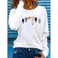 thumbnail image 1 of MORTTIC Women's Casual Long Sleeve Crew Neck T-Shirt Adorable Cat Graphic Print Top Tee, M, 1 of 4