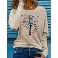 thumbnail image 1 of MORTTIC Women's Casual Long Sleeve Crew Neck T-Shirt – Butterfly & Tree Graphic Print Tee Tops, XL, 1 of 5