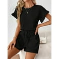 thumbnail image 1 of MORTTIC Women's Casual Ruffle Short Sleeve Top & Drawstring Shorts Set, Textured Summer Lounge Outfit, 2XL, 1 of 5